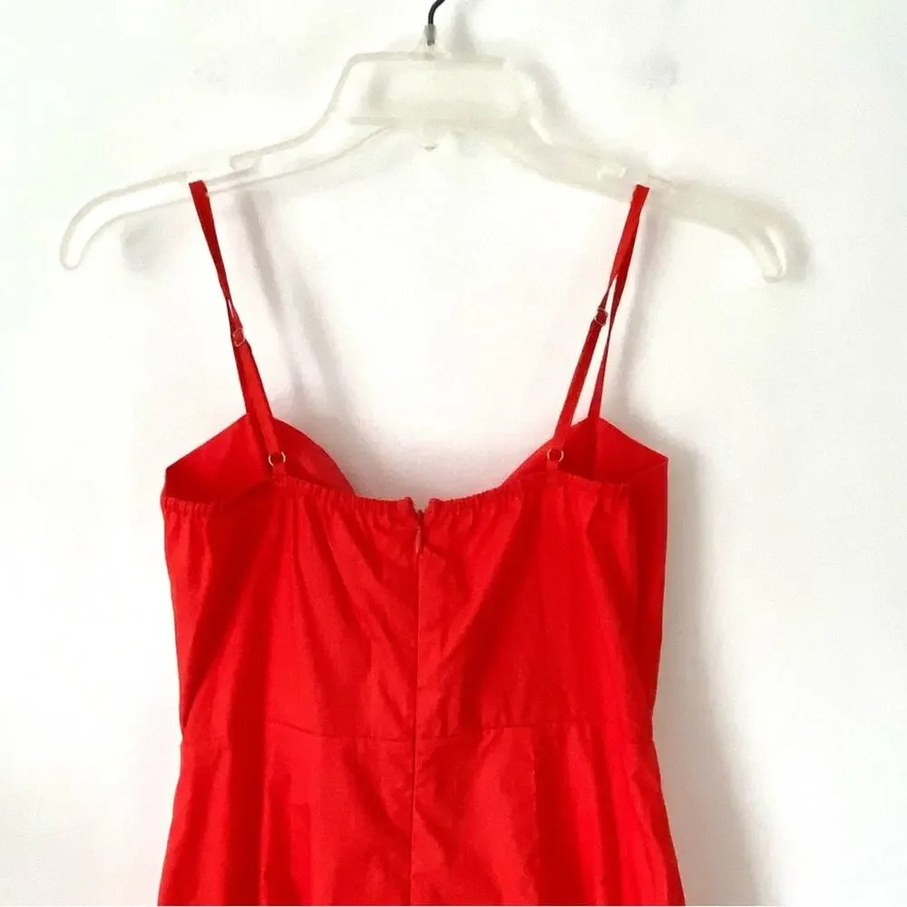 COMMENSE NWTs Embroidered Bow Detail Red Cami Midi Dress size small